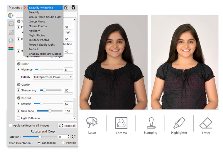 Do Auto photo correction available in Edit Xpress a software within Icard Xpress 