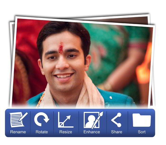 Manage photos with selected template by rename, rotate, resize, ehance & share in Album Xpress Pro 
