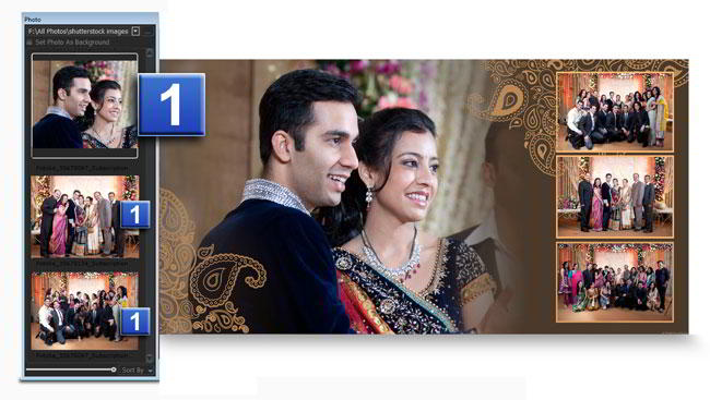 While creating Album, select photos & decor with border, mask & many more with Album Xpress