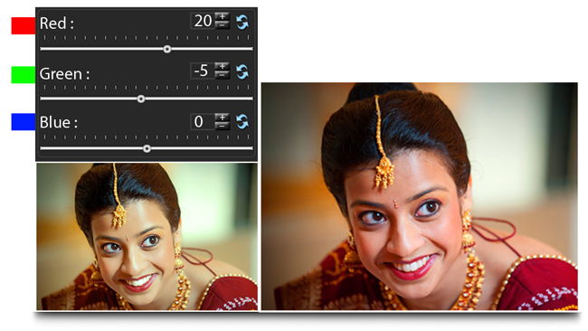 Manage (RGB) Color correction while photo editing in Editing Xpress 