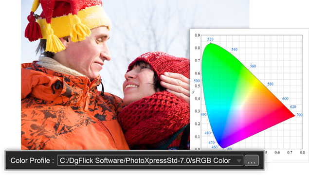 Export photos with the color profile your printer supports within Photo Xpress