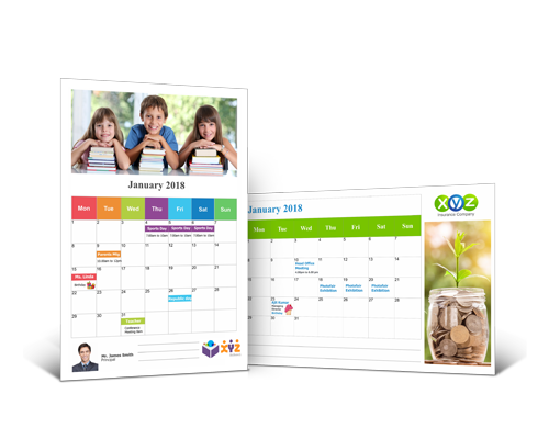 Design planner calendar including holidays & events within it through Calendar Xpress
