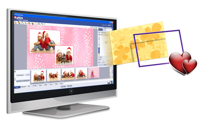 Import your own Clipart, Background, mask and Borders with any PNG or JPEG file within Video Xpress